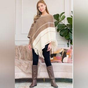 Mocha fringe poncho